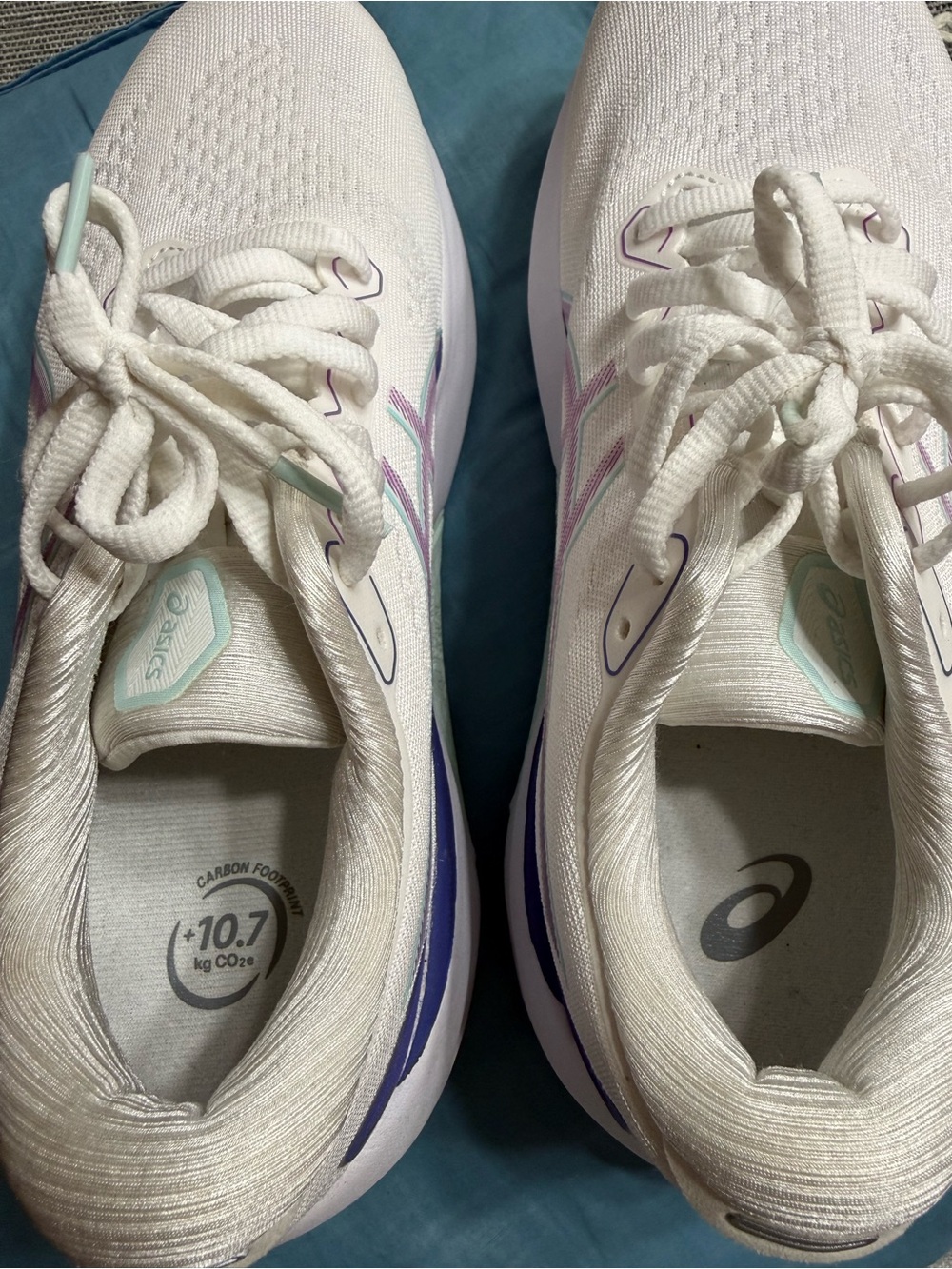 ASICS White Women's Running Shoes with Lavender and Mint Accents